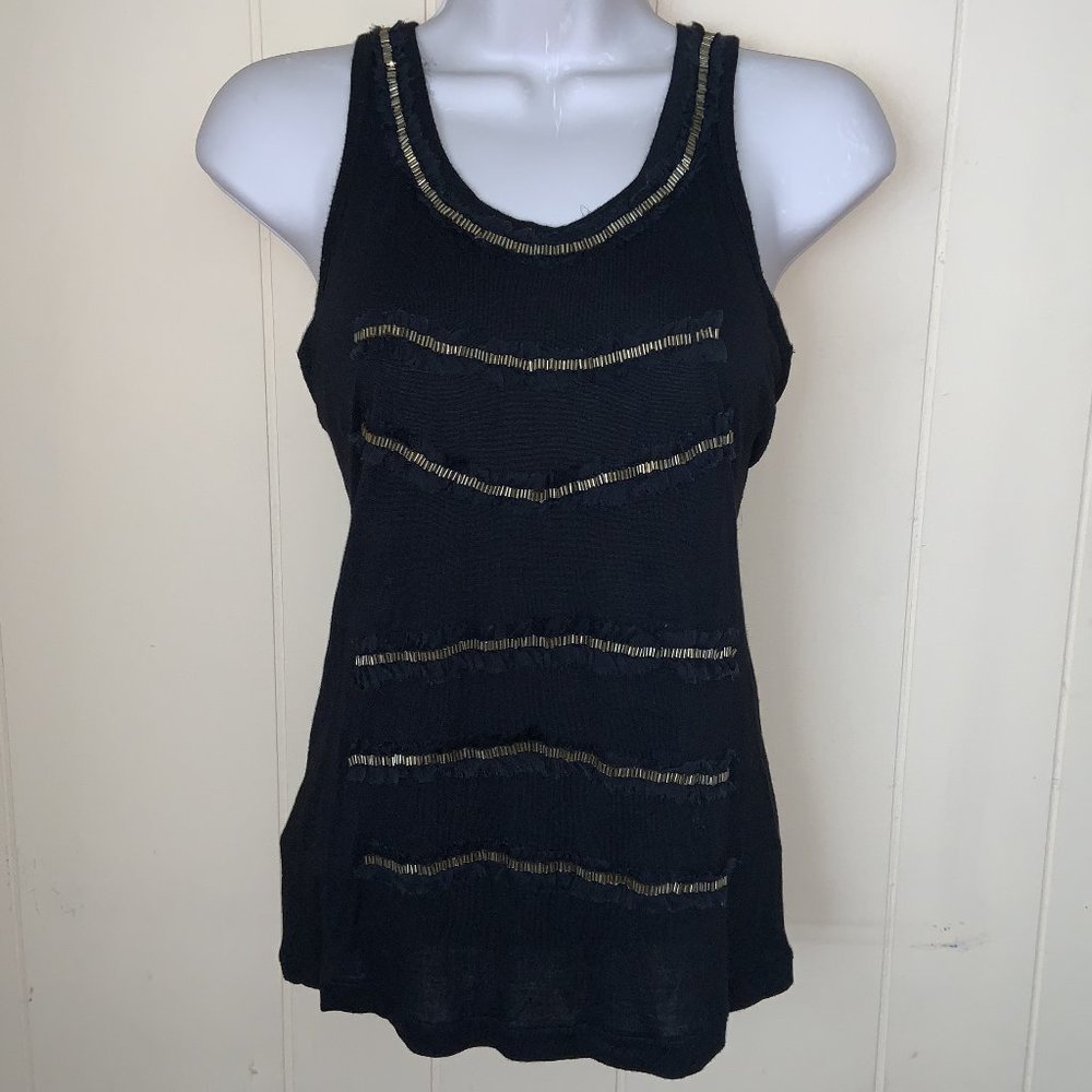 ROYAL LOVE Black Tank Top Shirt with Metal Embellishment Size S